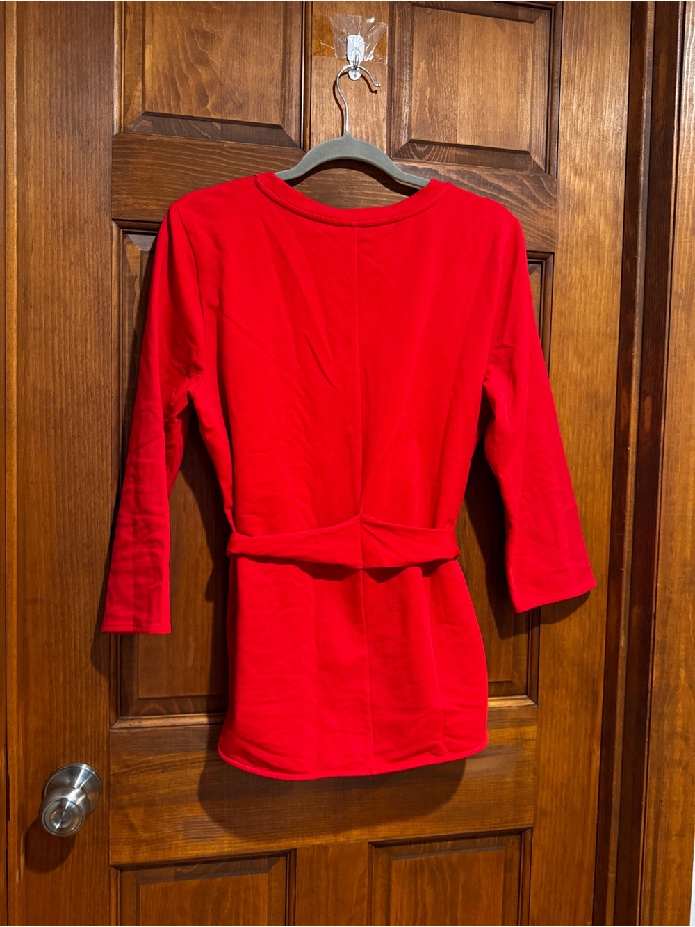 Ann Taylor Red Long Sleeve Tie-Waist Top - Picture 9 of 11